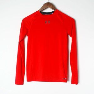 Under Armour Youth Large Fitted Heat Gear UPF 30 Red Long Sleeve Shirt